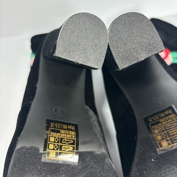 Yoki Heels Womens 8 Ankle Boots Roses Crushed Velvet Photoshoot Night Out Party - Picture 7 of 7